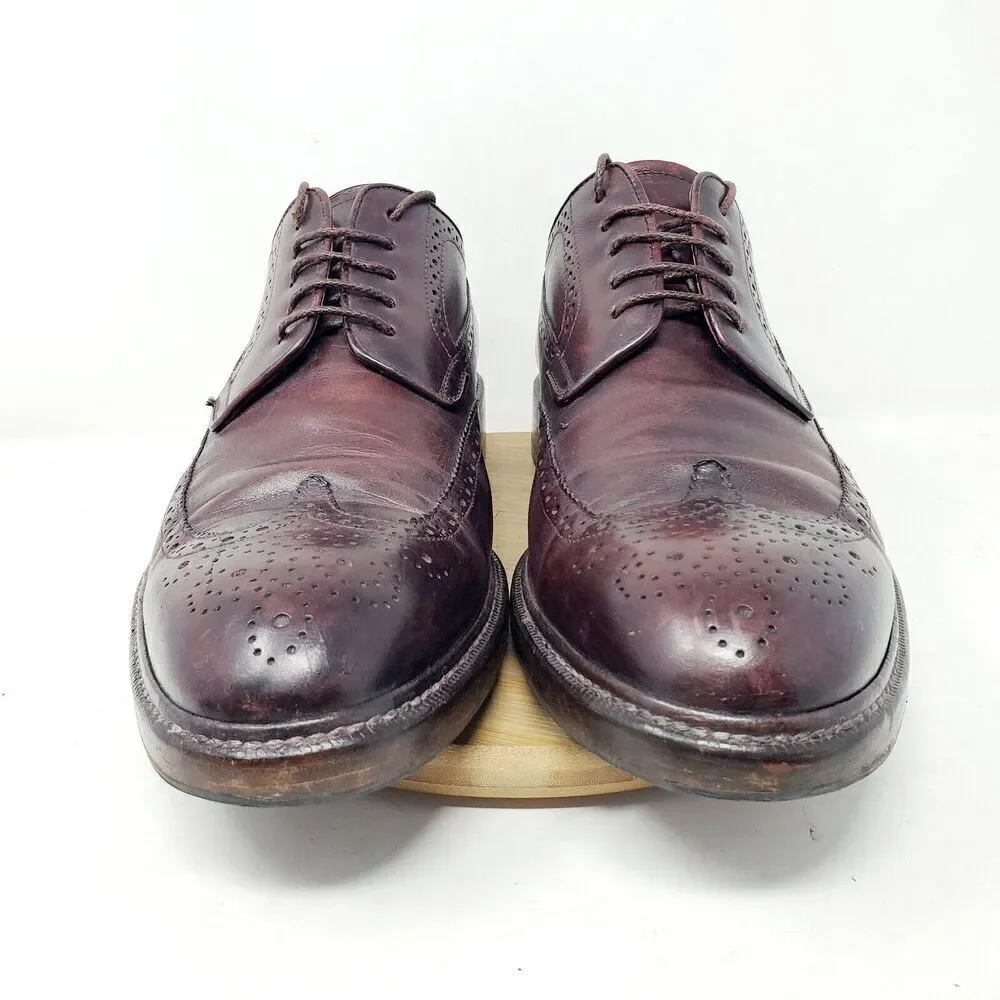 Campanile Shoes Mens 10 Brown Leather Wingtip Derby Full Brogue Medallion Oxford